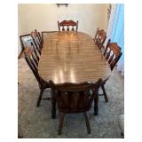 Oak Style Pedestal Dining Set w/2 Leaves