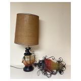 Lamps; one hanging one Standing table