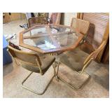 Octagonal Glass Top Dining Table with 4 Chairs