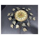 16" United Metal Leaf Sunburst Wall Clock