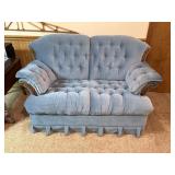 Blue Tufted Upholstered Loveseat