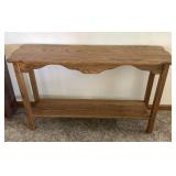 Oak Sofa Console Table with Lower Shelf