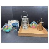 Decorative Lantern, Copper Sprayer & Decor