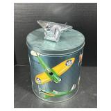 Airplane Tin and Avon Bottle
