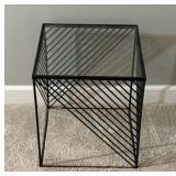 Geometric Black Metal & Glass Accent Table