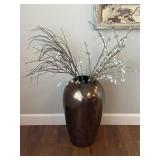 Large Hammered Style Bronze-Tone Floor Vase