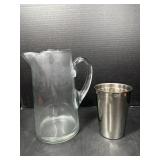 Glass pitcher and Metal Cup