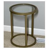 Gold Metal Round Glass Top Accent Table