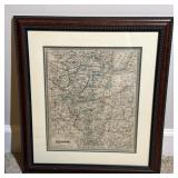Framed Vintage Illinois State Map Print