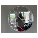 Geometric Round Silver Framed Wall Mirror