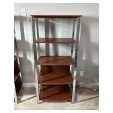 Modern Woodgrain & Chrome 5-Tier Bookcase