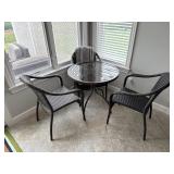 Wicker Table & 3 Chairs