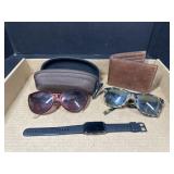 Glasses, Wallet and Watch