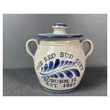 Auburn IL Red Bud City stoneware Crock with lid