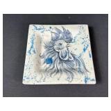 Signed Migani Rooster Art Pottery Plate