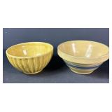 2 Vintage Yellowware Pottery Mixing Bowls