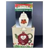Holiday Theme Ginger jar and Tea Set for one