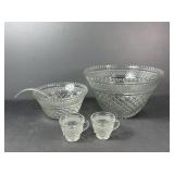 Anchor Hocking Wexford Punch Bowl and 18 Cups
