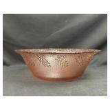 Pink Glass Berry Pattern Centerpiece Bowl