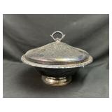 Silver Plated Serving Bowl with Lid and Glass