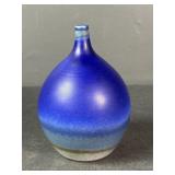 Signed Blue Glazed Studio Pottery Bud Vase