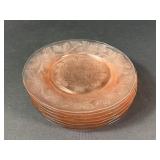 8 " Pink Floral Depression Glass Plates