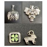 Sterling Silver Pendants & 4-H Pin