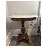 Vintage Oval Marble Top Footed Table