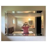 Large Etched Glass Flower Mirror