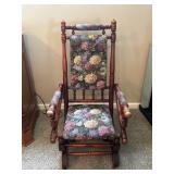 Antique Needlepoint Upholstery Rocking Chair