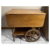 Vintage Wood Drop Leaf Tea Serving Cart