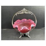 Hobnail Glass Bowl with caddy