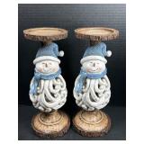 13" Snowman Candle holders