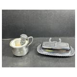 Silverplate Shaving Mug, Brush & Butter Dish