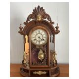 Antique Waterbury Ornate Mantel Clock with Key