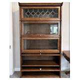 Antique Barrister Bookcase with Leaded Glass