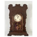 Antique Ornate Oak Gingerbread Mantel Clock