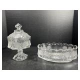 Federal glass candy dish and bowl