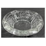 Pressed Glass Rose Pattern Serving Bowl