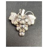Sterling Silver grape brooch