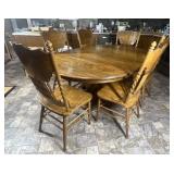 Dobbs Oak Dining Table with 6 Ornate Chairs