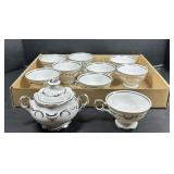 Platinum elegance teacups and sugar jar