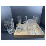 Vintage Glassware with Pitcher, Vases & Mugs