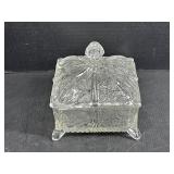 Vintage Clear Glass Covered Square Dish