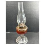 19" Vintage Glass Kerosene Oil Lamp with Chimney