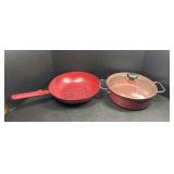 Red Nonstick Wok & Covered Casserole Pan
