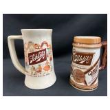 2 Vintage Schlitz Beer Advertising Steins