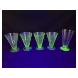 5 Uranium Glass Cups