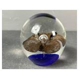 Brown Floral and Blue Base paperweight