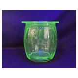 Etched Glass Uranium Flower Cookie Jar with